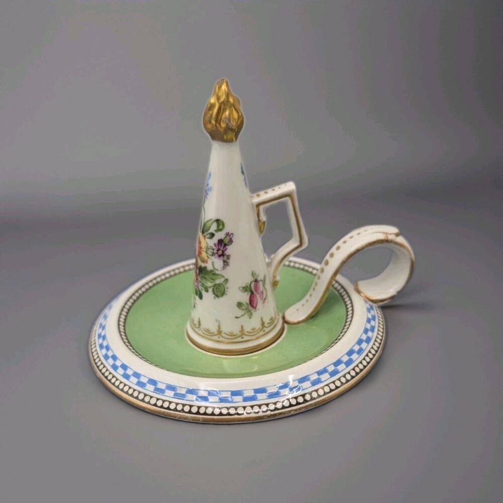 Carl Thieme Candle Snuffer / Copeland 2 Piece Antique Set Hand painted
